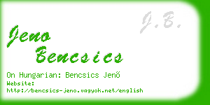 jeno bencsics business card